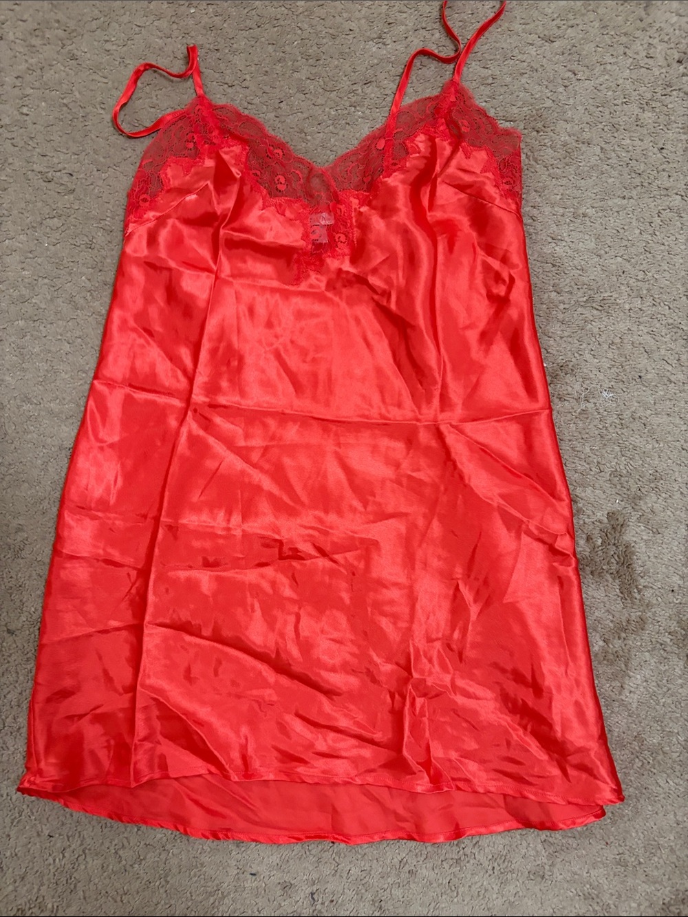 La SENZA Red Satin Lace Trim Slip